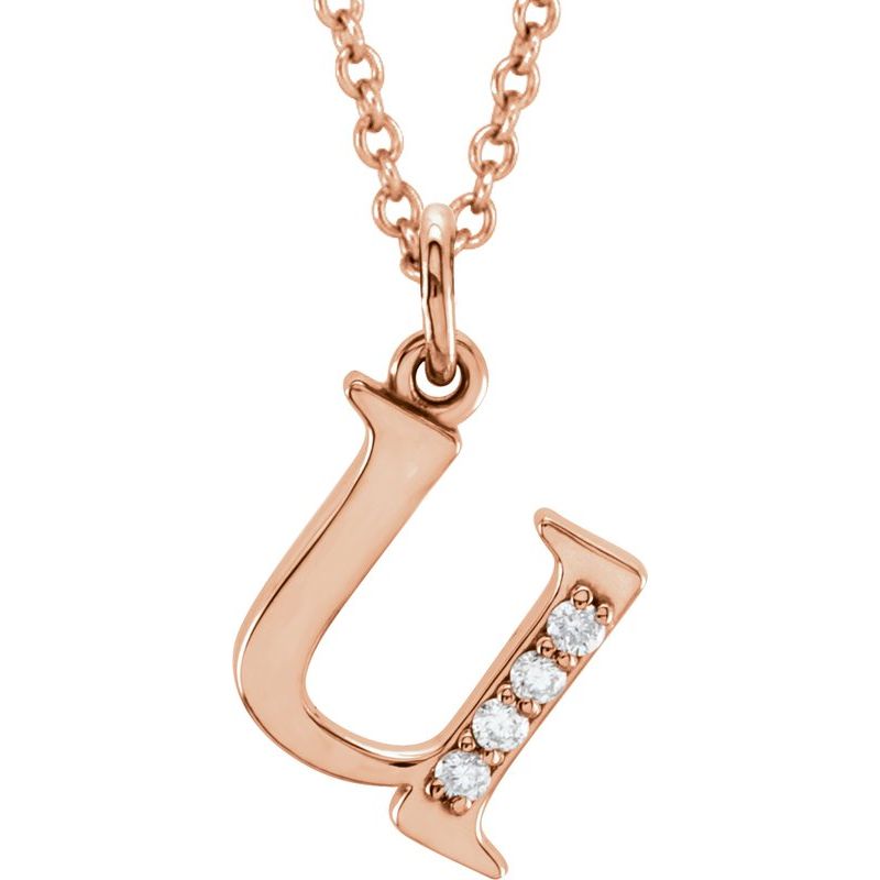 Initial Necklace or Pendant — Natural Diamond Lowercase 16″