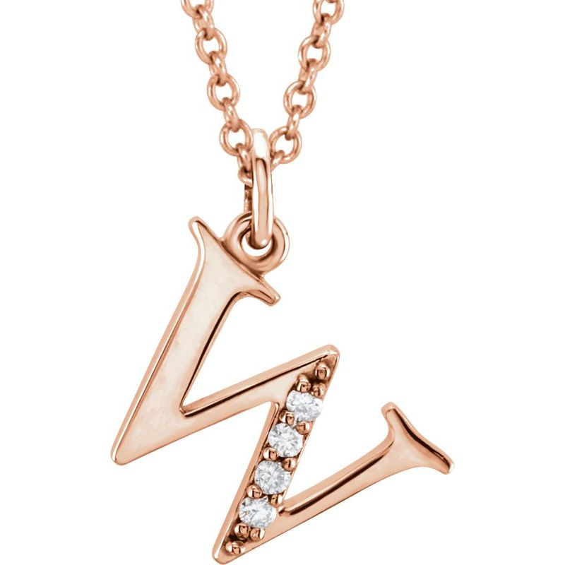 Initial Necklace or Pendant — Natural Diamond Lowercase 16″