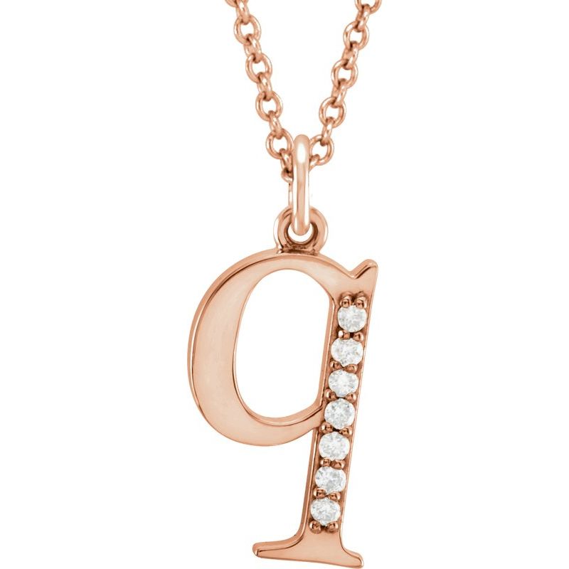 Initial Necklace or Pendant — Natural Diamond Lowercase 16″