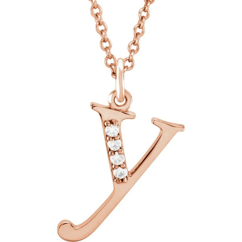 Initial Necklace or Pendant — Natural Diamond Lowercase 16″
