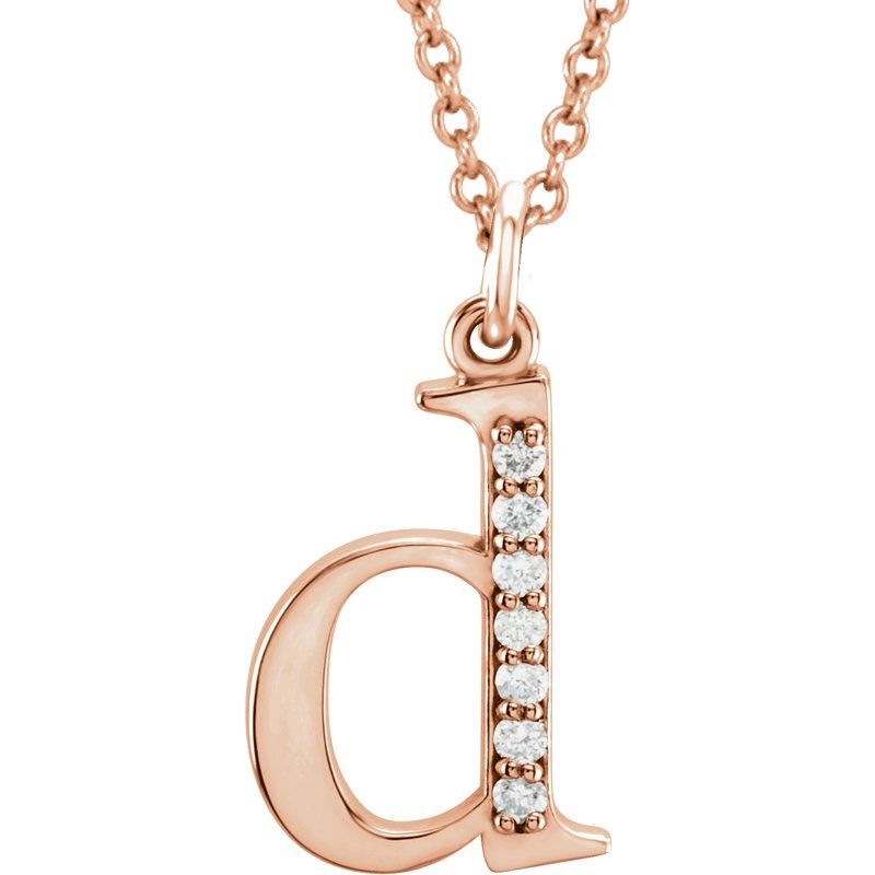 Initial Necklace or Pendant — Natural Diamond Lowercase 16″