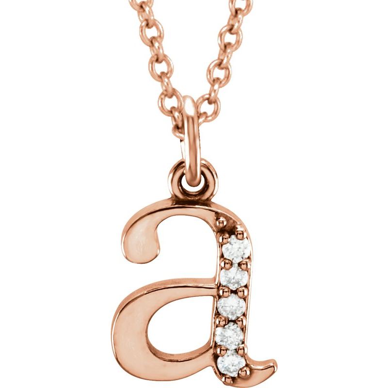 Initial Necklace or Pendant — Natural Diamond Lowercase 16″