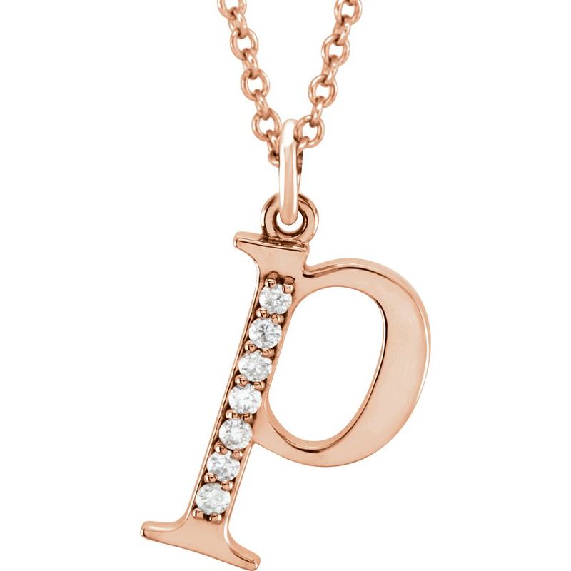 Initial Necklace or Pendant — Natural Diamond Lowercase 16″
