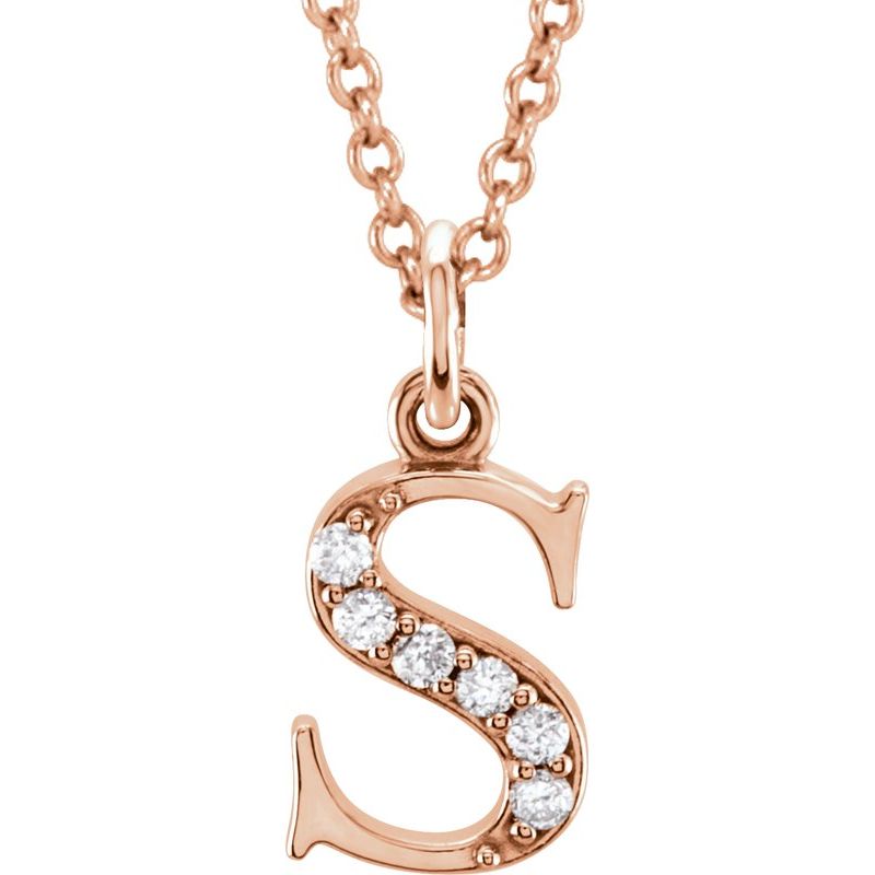Initial Necklace or Pendant — Natural Diamond Lowercase 16″