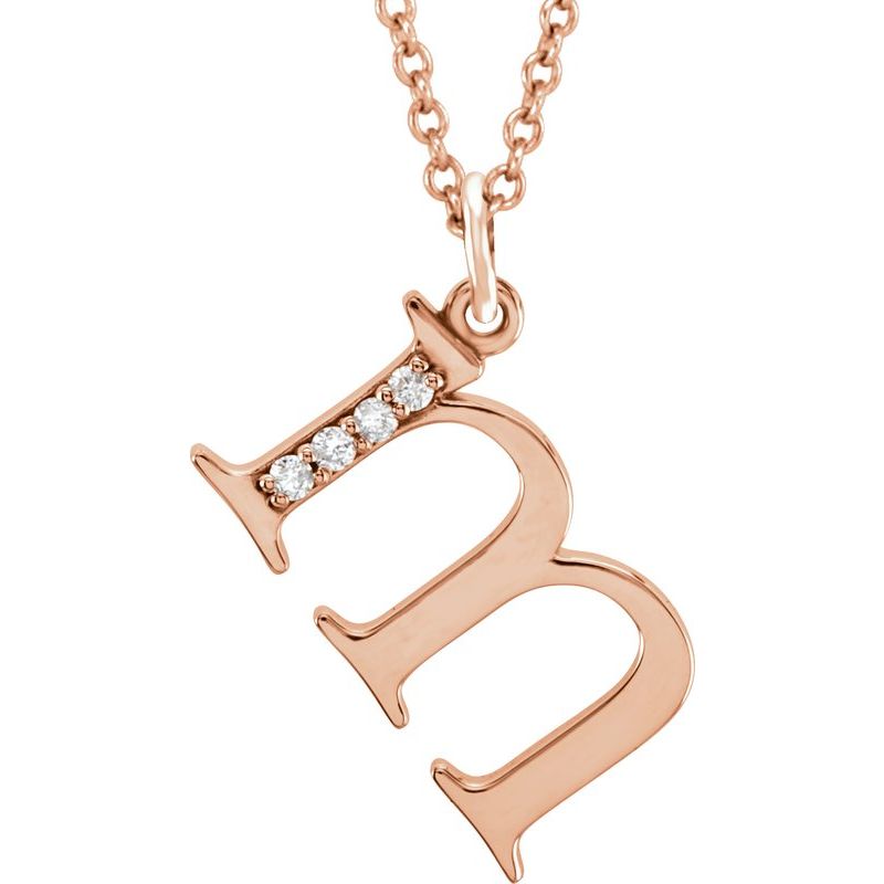 Initial Necklace or Pendant — Natural Diamond Lowercase 16″