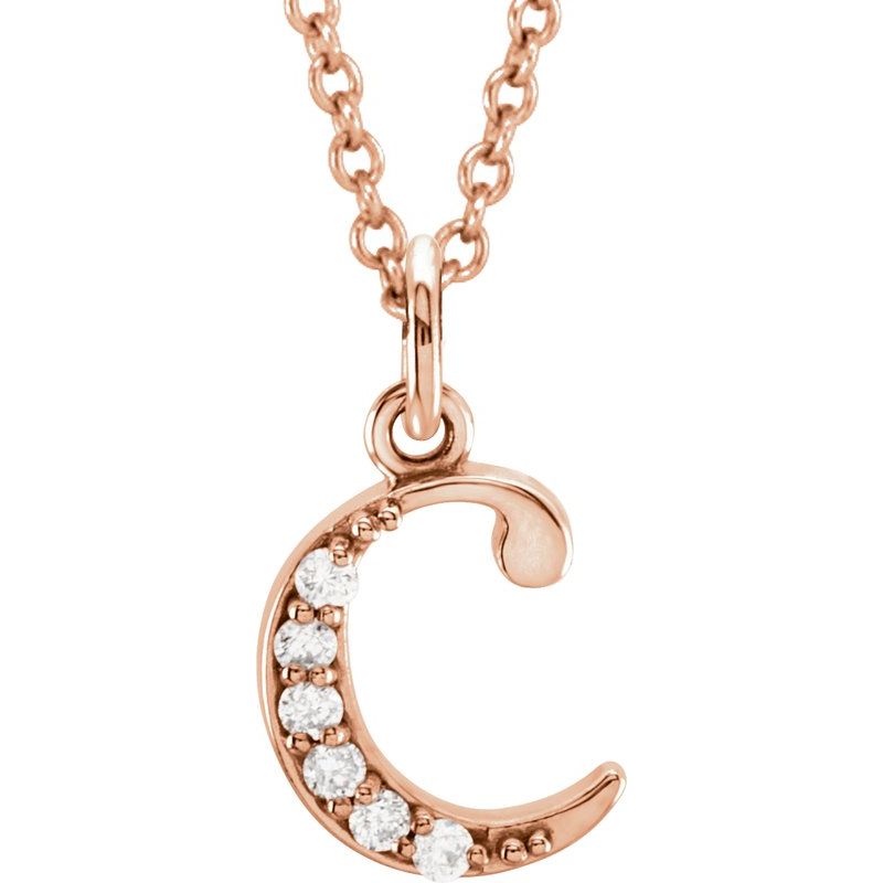 Initial Necklace or Pendant — Natural Diamond Lowercase 16″