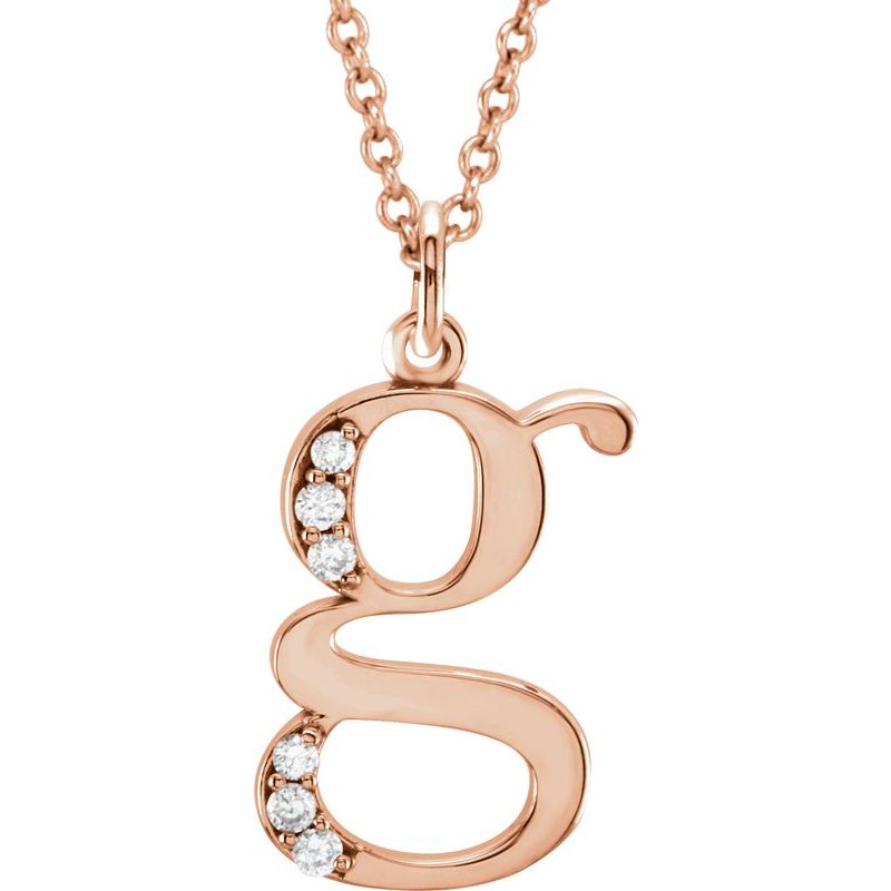 Initial Necklace or Pendant — Natural Diamond Lowercase 16″
