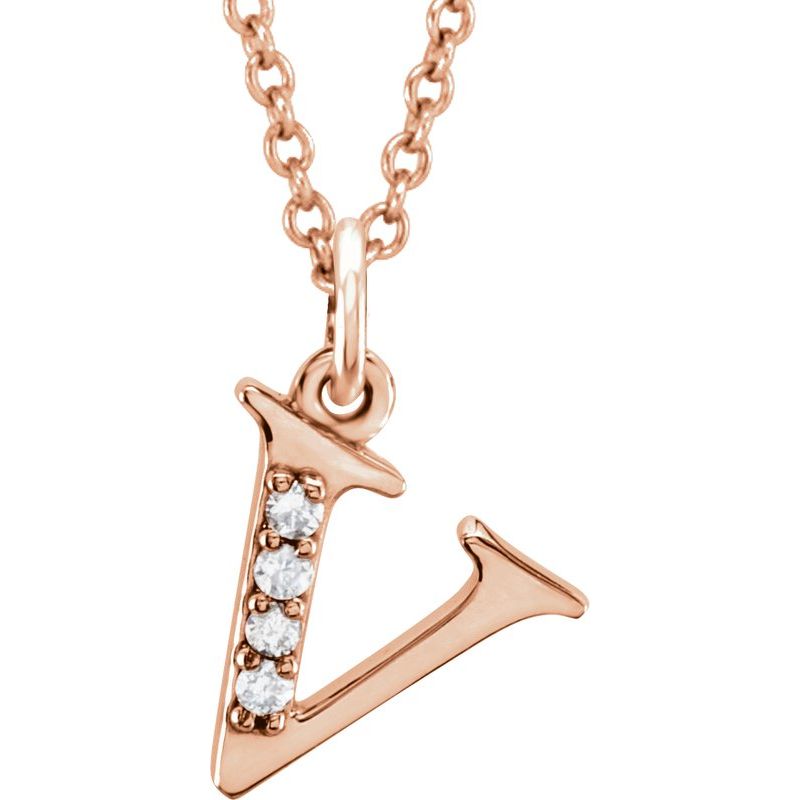 Initial Necklace or Pendant — Natural Diamond Lowercase 16″