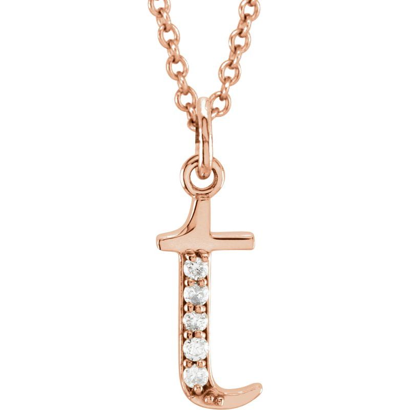 Initial Necklace or Pendant — Natural Diamond Lowercase 16″