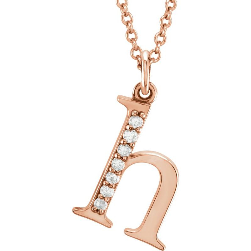 Initial Necklace or Pendant — Natural Diamond Lowercase 16″