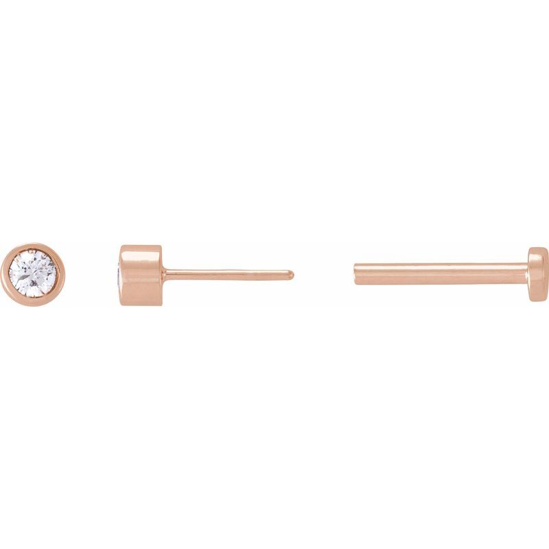 Round Bezel-Set Earrings — Natural Diamond Earring