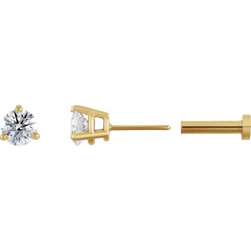 Round 3-Prong Press Fit Stud Earrings