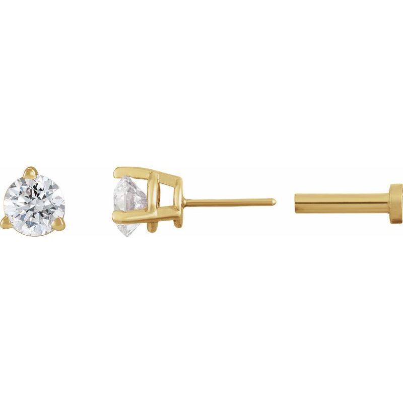 Round 3-Prong Press Fit Stud Earrings