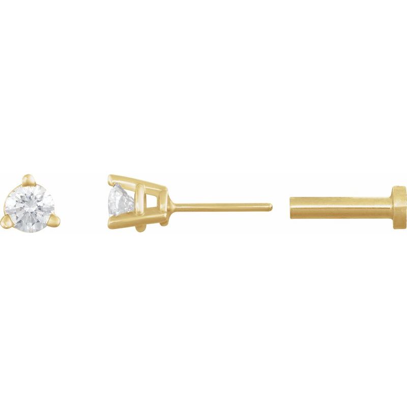 Round 3-Prong Press Fit Stud Earrings