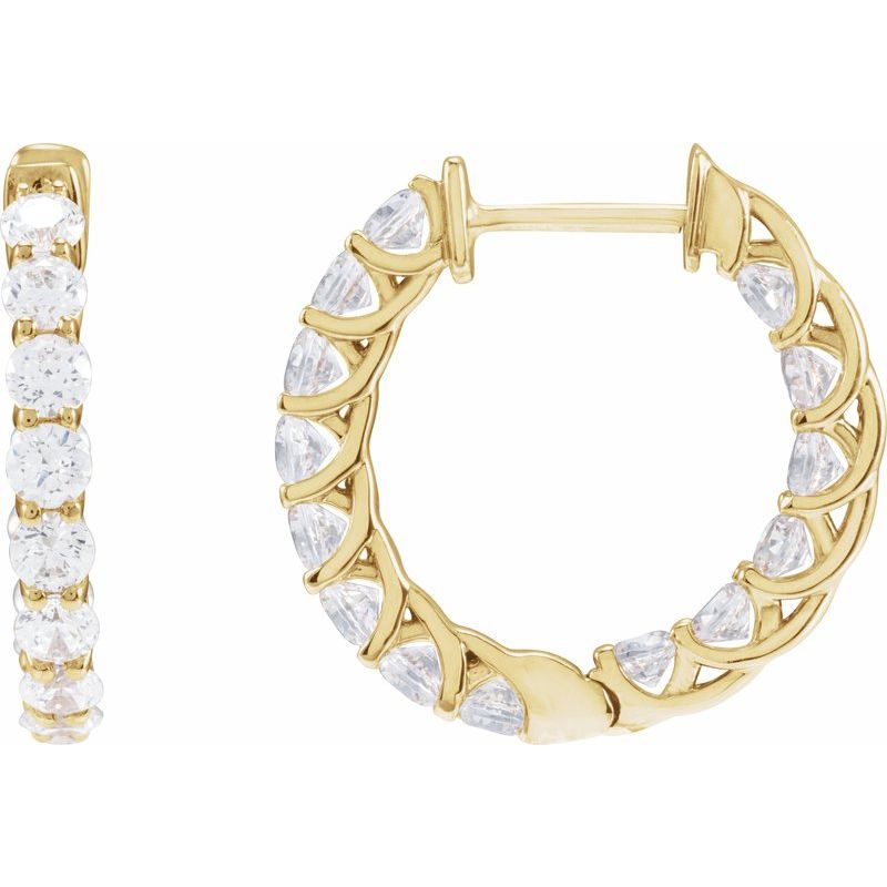2 1/5 ctw Diamond Inside-Outside 19.7 mm Hoop Earrings