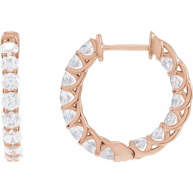 2 1/5 ctw Diamond Inside-Outside 19.7 mm Hoop Earrings