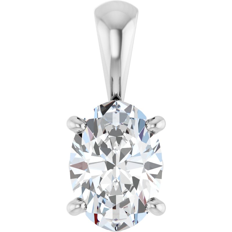 Oval 4-Prong Solitaire Necklace or Pendant