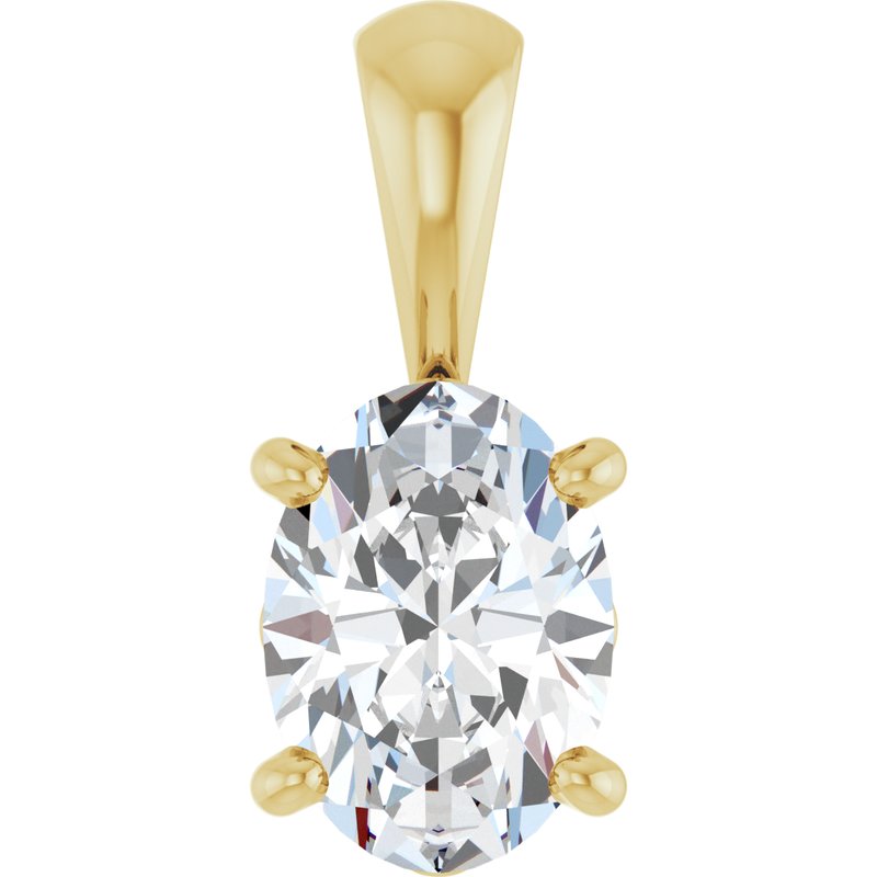 Oval 4-Prong Solitaire Necklace or Pendant