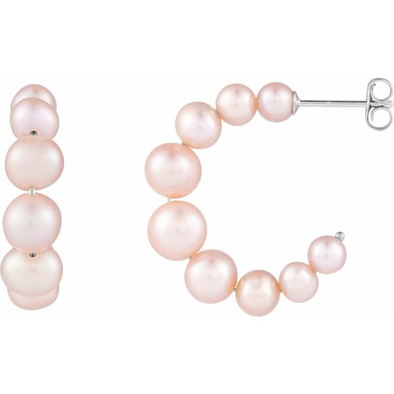 Cultured Pink Freshwater Pearl Hoop Earrings