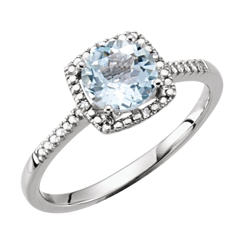 Halo-Style Birthstone Ring — Natural & .01 ctw Diamond