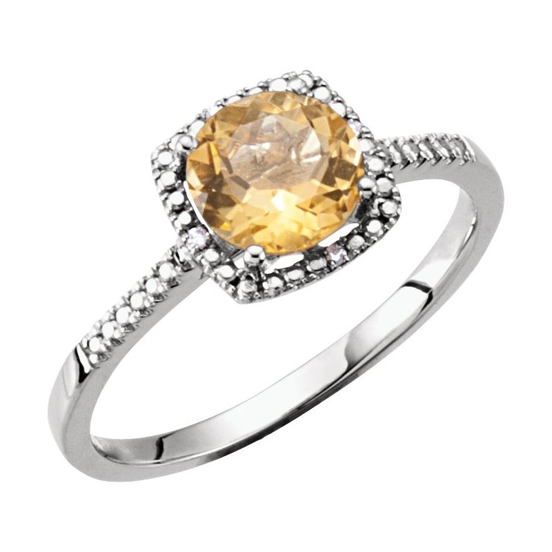 Halo-Style Birthstone Ring — Natural & .01 ctw Diamond