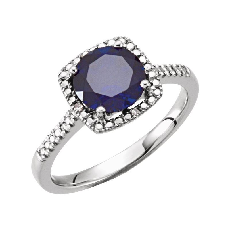 Halo-Style Birthstone Ring — Natural & .01 ctw Diamond