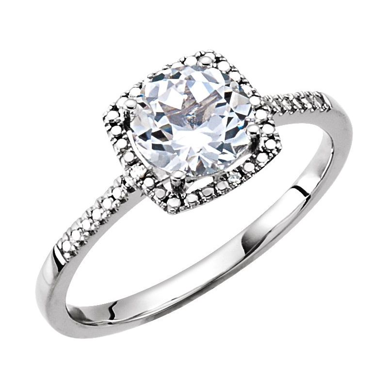 Halo-Style Birthstone Ring — Natural & .01 ctw Diamond