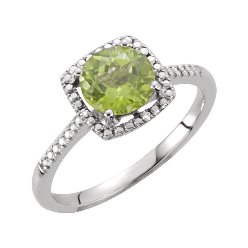 Halo-Style Birthstone Ring — Natural & .01 ctw Diamond