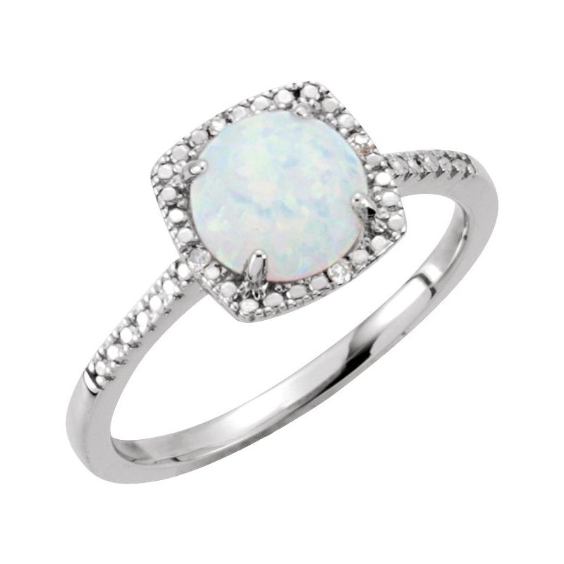 Halo-Style Birthstone Ring — Natural & .01 ctw Diamond