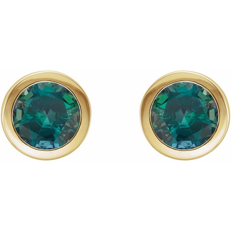 Round Bezel-Set Birthstone Stud Earrings