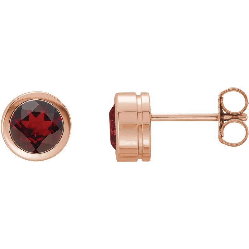 Round Bezel-Set Birthstone Stud Earrings