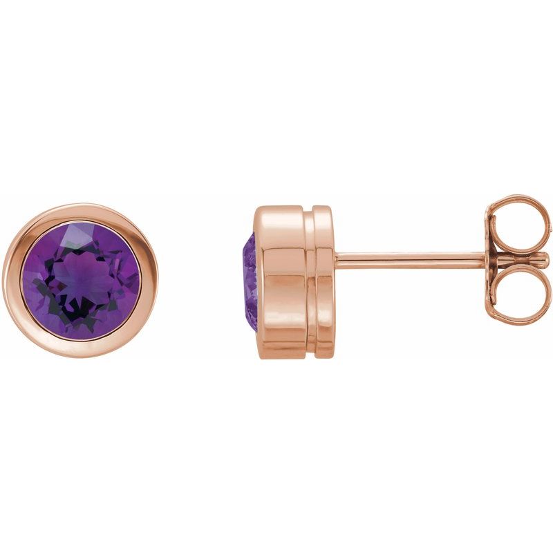 Round Bezel-Set Birthstone Stud Earrings