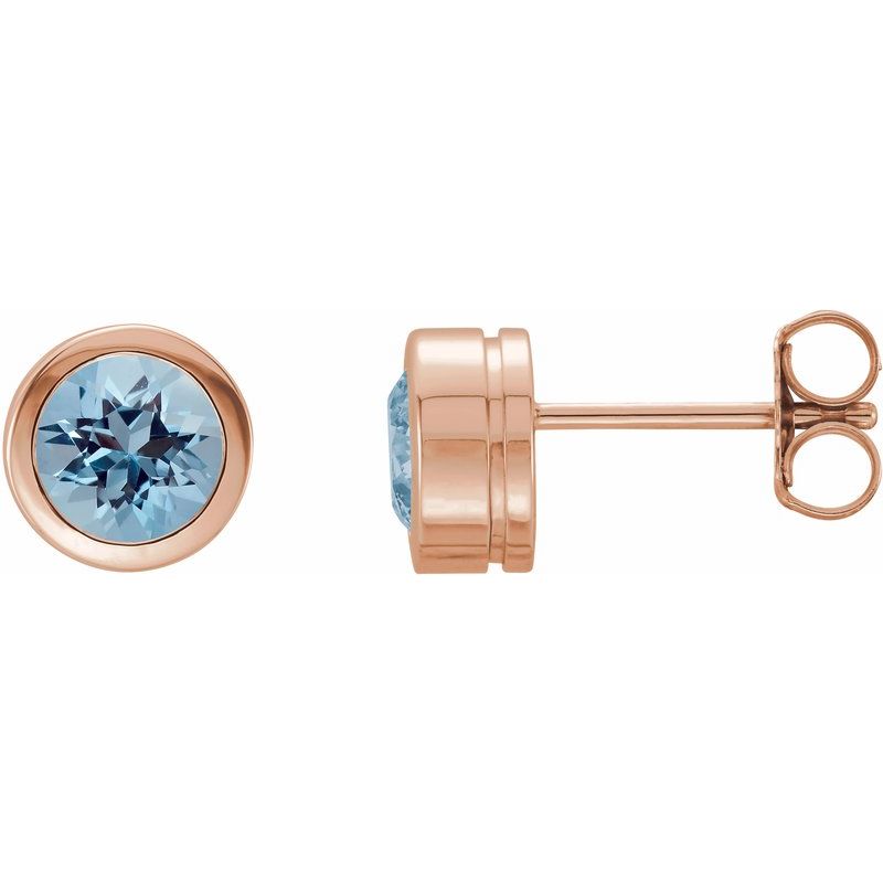 Round Bezel-Set Birthstone Stud Earrings