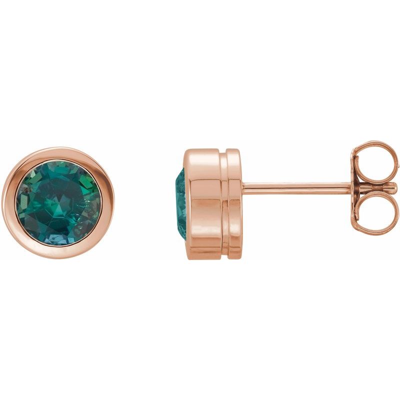 Round Bezel-Set Birthstone Stud Earrings