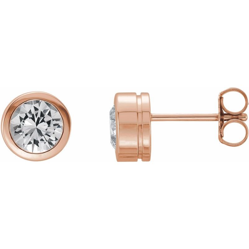 Round Bezel-Set Birthstone Stud Earrings