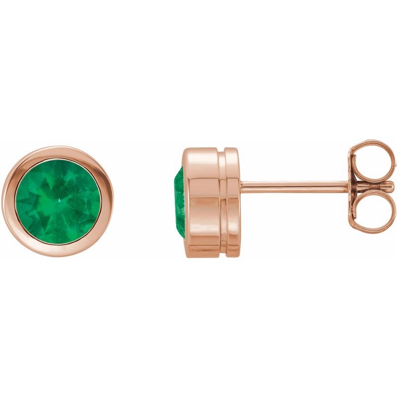 Round Bezel-Set Birthstone Stud Earrings