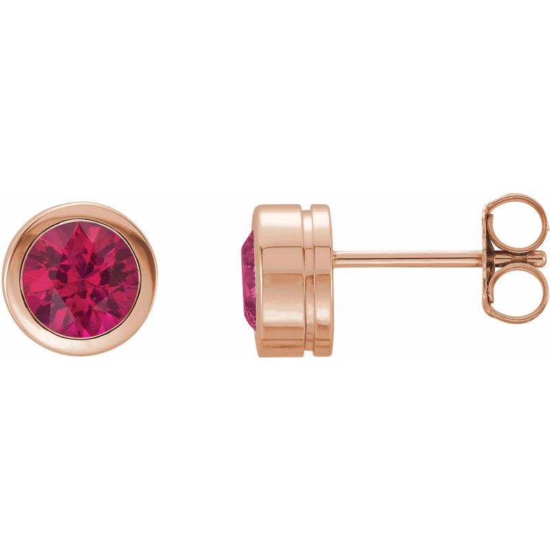 Round Bezel-Set Birthstone Stud Earrings