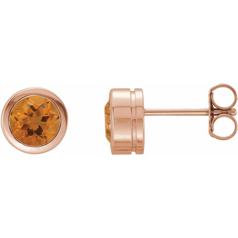 Round Bezel-Set Birthstone Stud Earrings