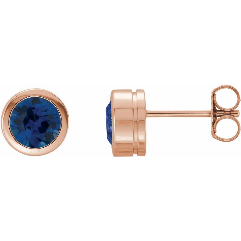 Round Bezel-Set Birthstone Stud Earrings