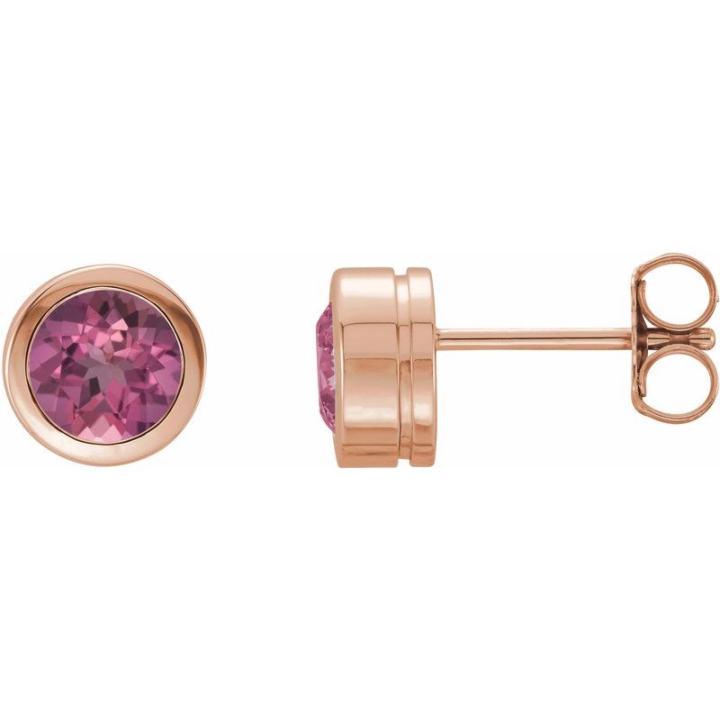 Round Bezel-Set Birthstone Stud Earrings