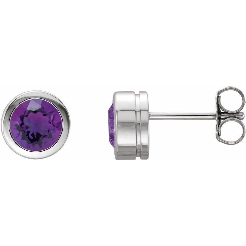 Round Bezel-Set Birthstone Stud Earrings
