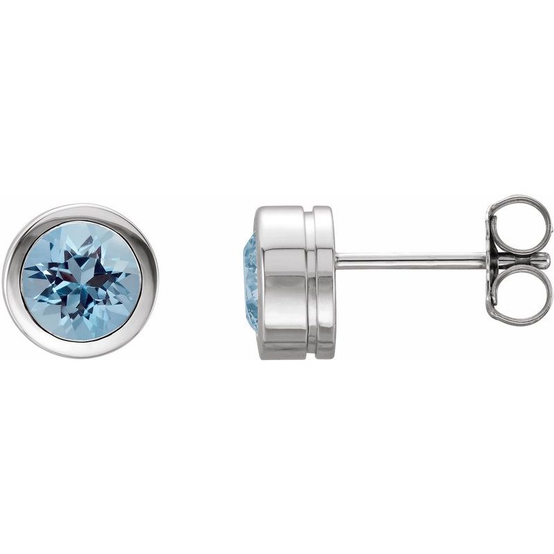 Round Bezel-Set Birthstone Stud Earrings