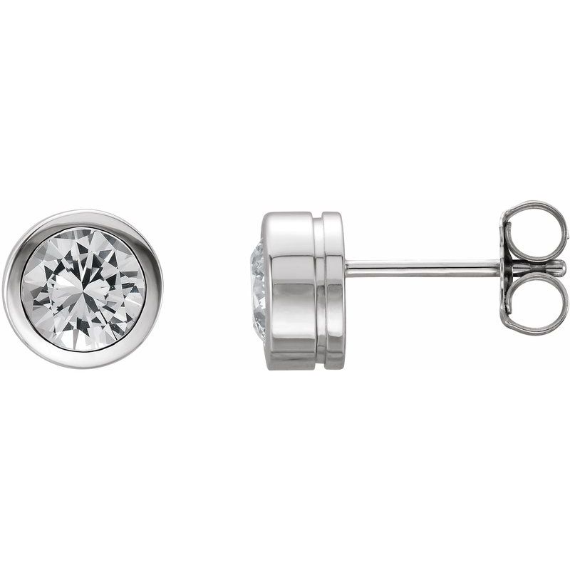 Round Bezel-Set Birthstone Stud Earrings