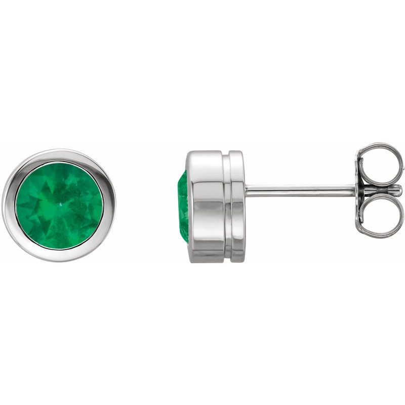 Round Bezel-Set Birthstone Stud Earrings