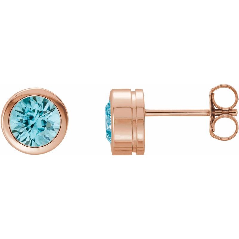 Round Bezel-Set Birthstone Stud Earrings
