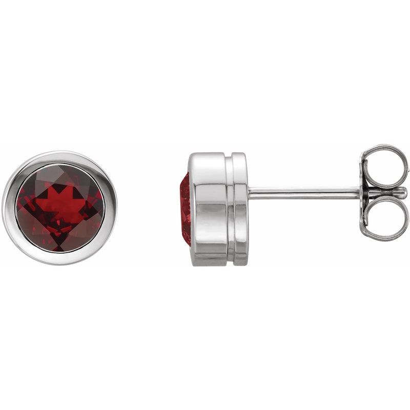 Round Bezel-Set Birthstone Stud Earrings