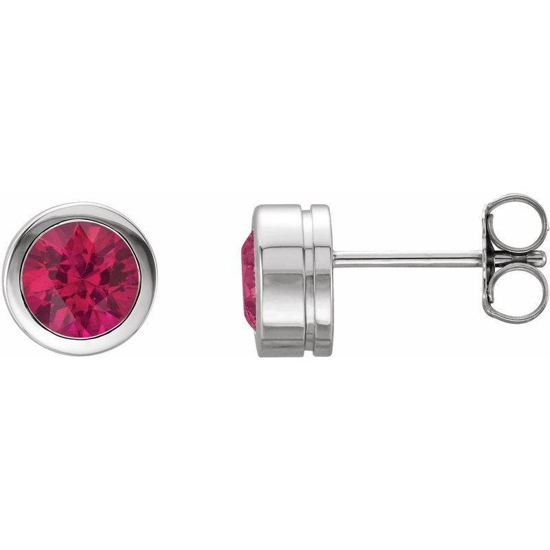 Round Bezel-Set Birthstone Stud Earrings