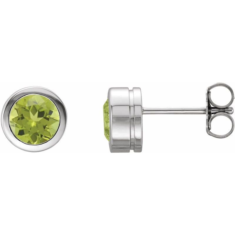 Round Bezel-Set Birthstone Stud Earrings