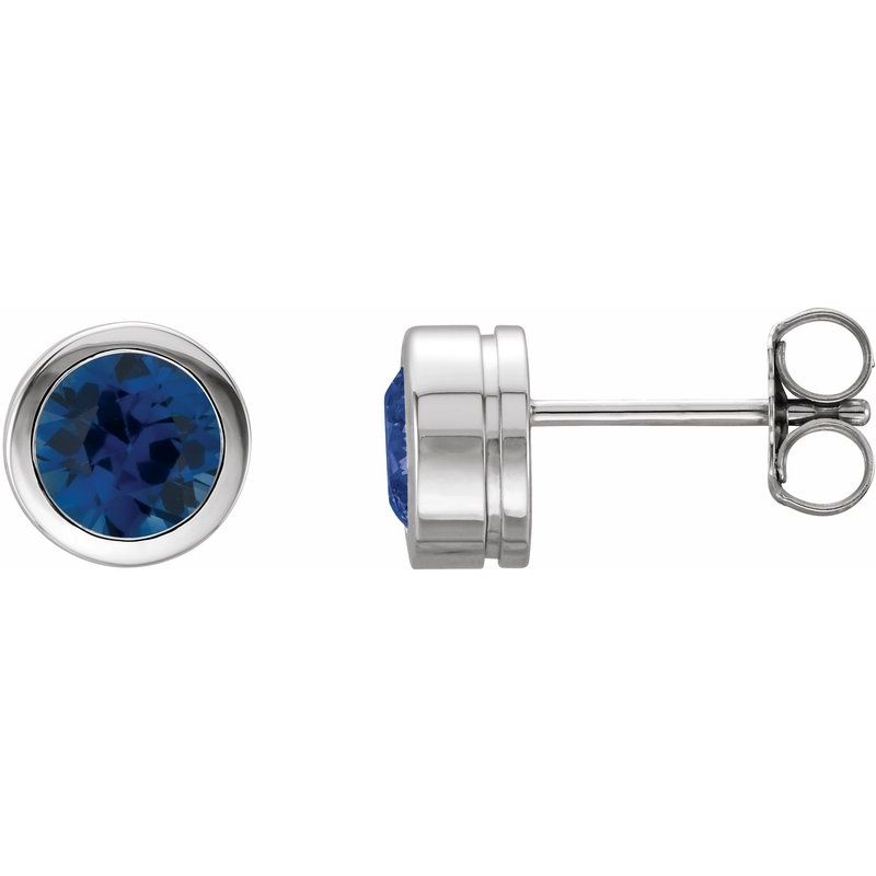 Round Bezel-Set Birthstone Stud Earrings