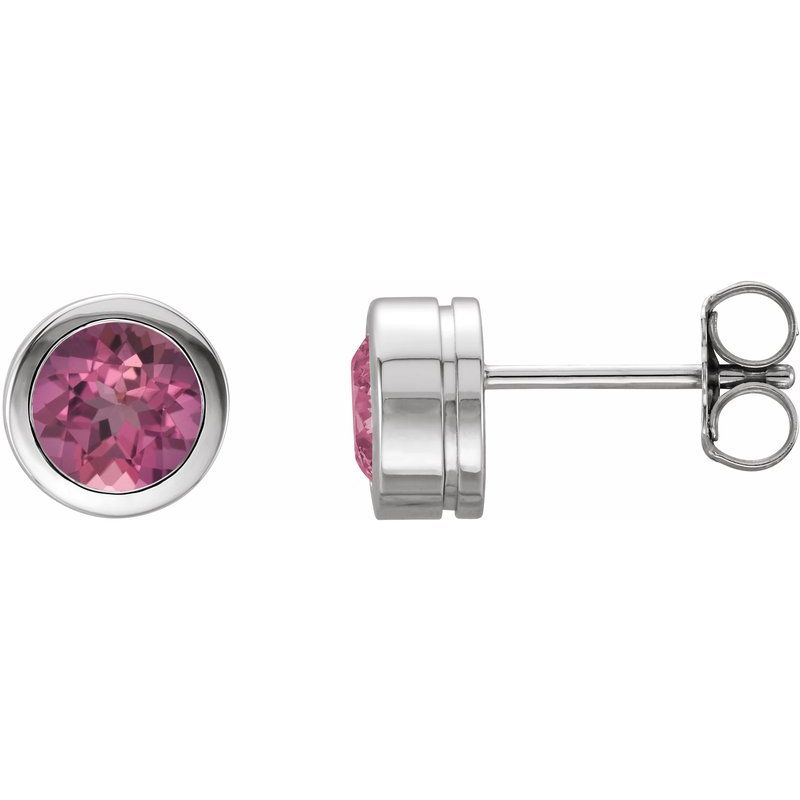 Round Bezel-Set Birthstone Stud Earrings
